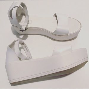 Topshop Wills Leather White Flatforms